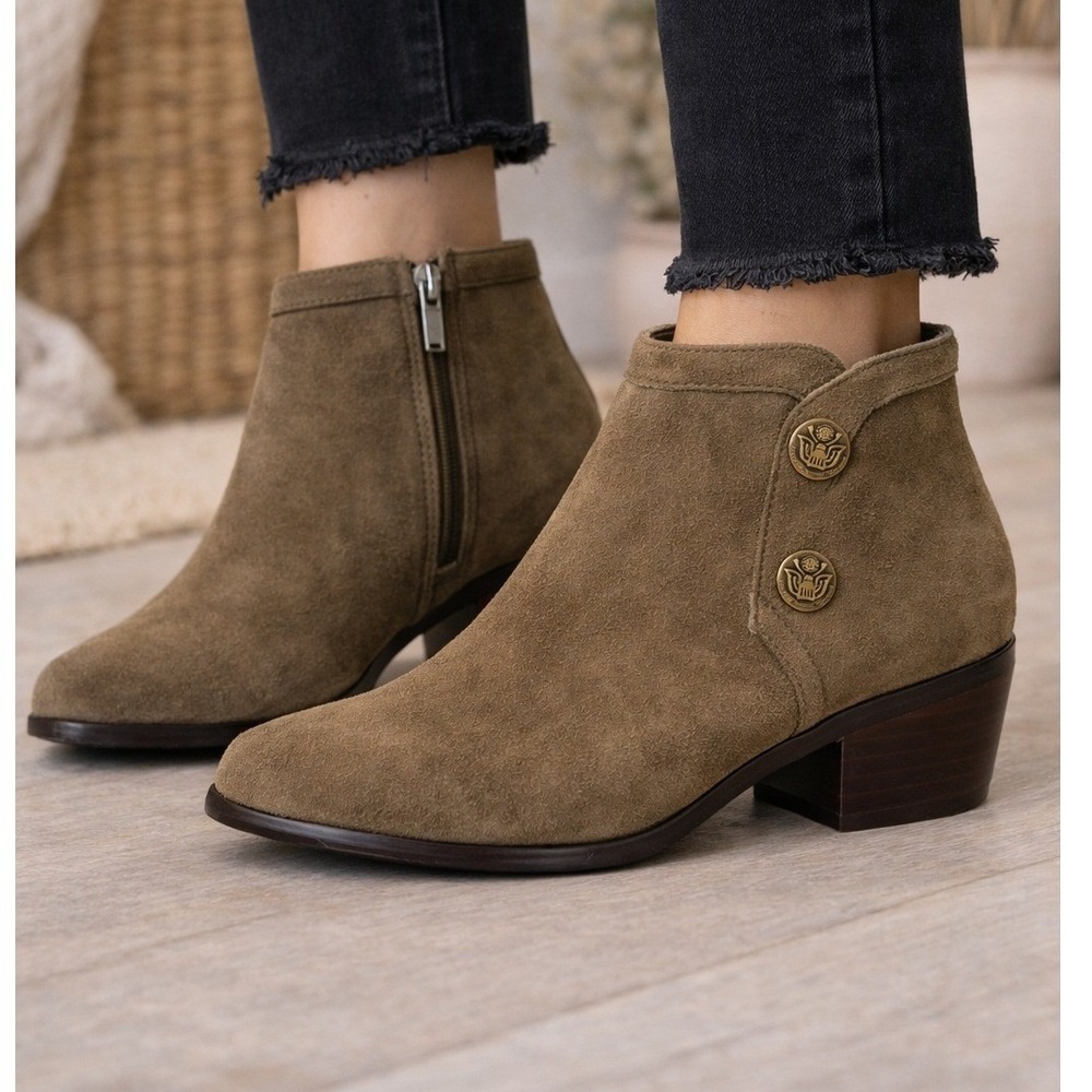 Sam Edelman Brown Suede‎ Ankle Boots Booties Pacer Buttons Women's Size 8